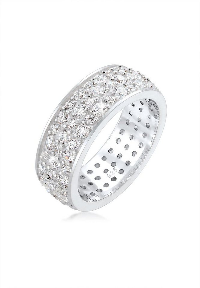 Elli Premium Fingerring Bandring Microsetting Zirkonia Kristall 925 Silber von Elli Premium