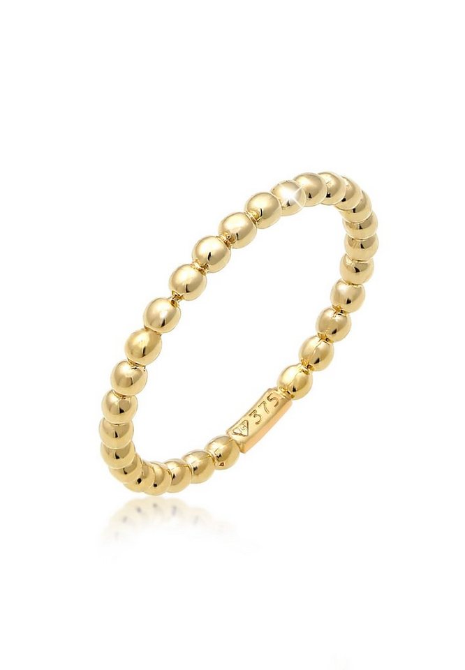 Elli Premium Fingerring Basic Bandring Geo Minimal Ball Look 375 Gelbgold von Elli Premium