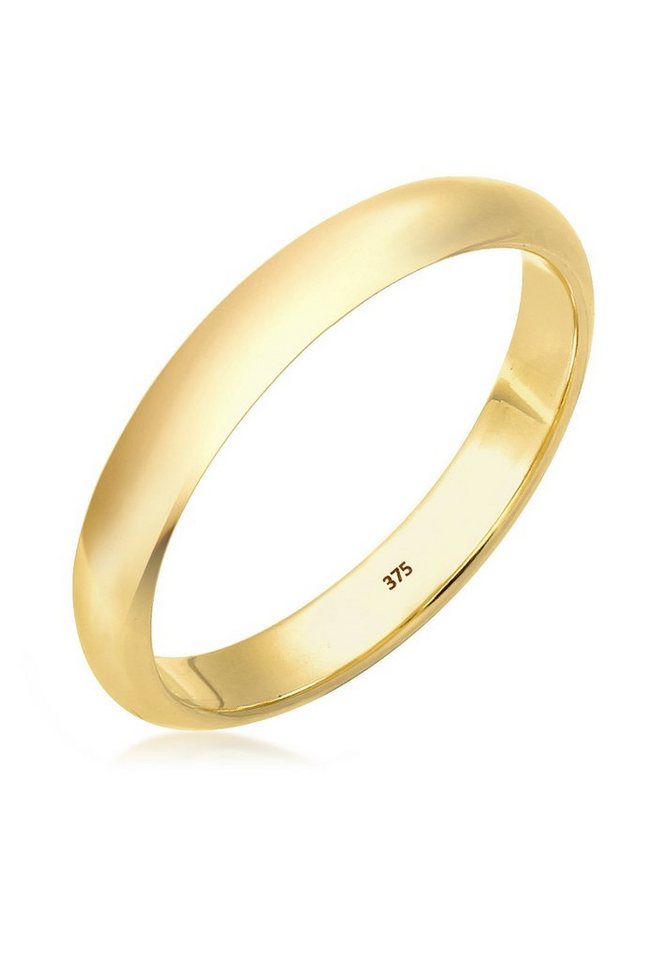 Elli Premium Fingerring Ehering Bandring Klassisch 375 Gelbgold, Ehering von Elli Premium