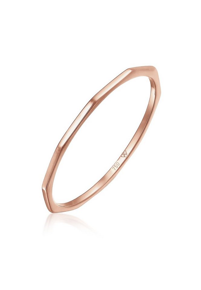 Elli Premium Fingerring Geo Eckig Trend Basic Minimal Look 750er Roségold von Elli Premium