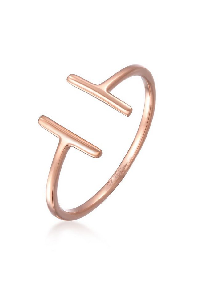 Elli Premium Fingerring Geo Statement Basic Minimal 750 Roségold von Elli Premium