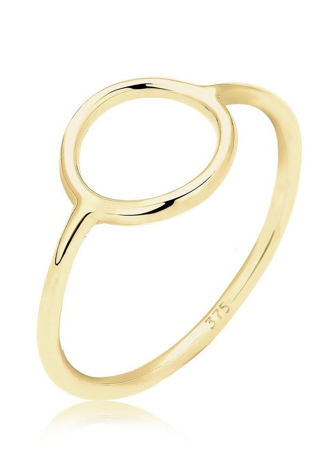 Elli Premium Fingerring Geo Trend Look Kreis Statement 375 Gelbgold von Elli Premium