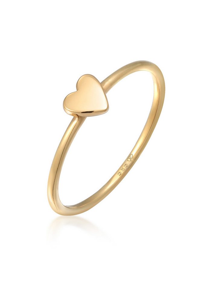 Elli Premium Fingerring Herz Liebe Verlobung 585 Gelbgold, Herz von Elli Premium