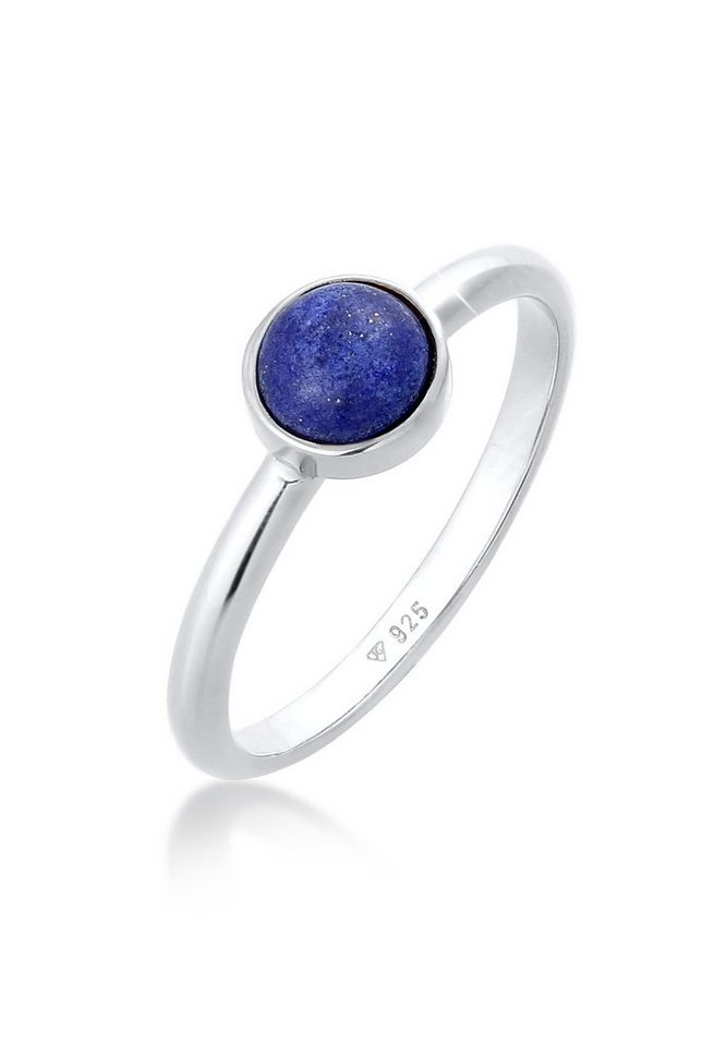 Elli Premium Fingerring Lapis Lazuli Edelstein Solitär 925 Silber von Elli Premium