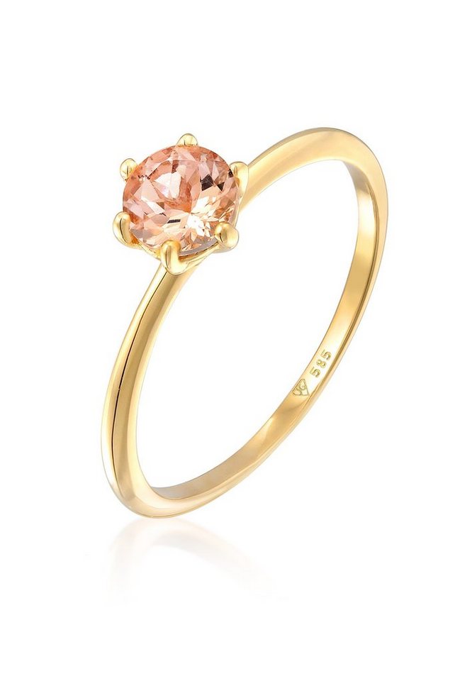 Elli Premium Fingerring Morganit Solitär Verlobungsring 585 Gelbgold, Verlobungsring von Elli Premium