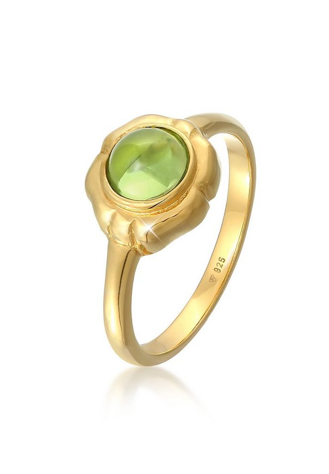 Elli Premium Fingerring Peridot Cabochon Grün Klassik 925 Silber von Elli Premium