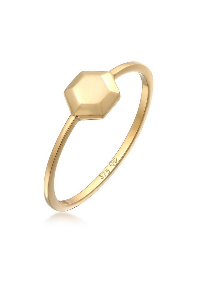 Elli Premium Fingerring Plättchen Achteck Stapelring 375 Gelbgold, Geo von Elli Premium