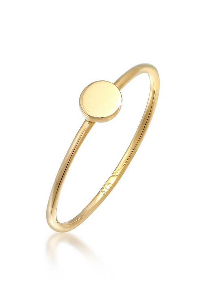 Elli Premium Fingerring Plättchen Runde Form Statement 375 Gelbgold von Elli Premium