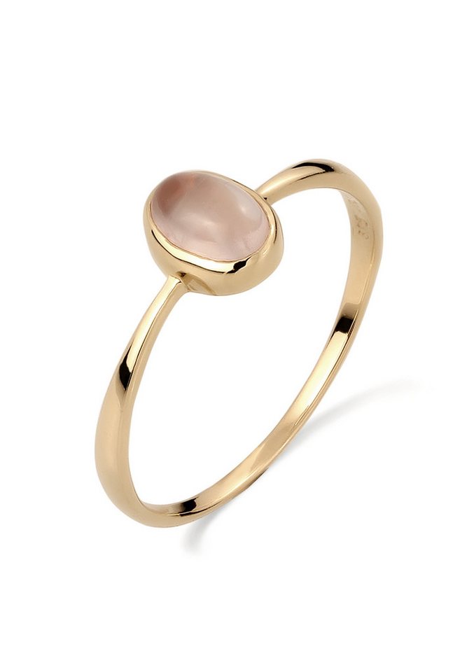 Elli Premium Fingerring Quarz Edelstein Rosé 375 Gelbgold von Elli Premium