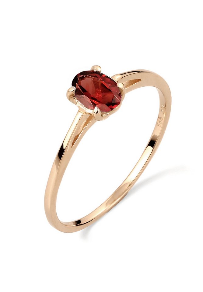 Elli Premium Fingerring Solitär Granat Dunkelrot 585 Gelbgold von Elli Premium