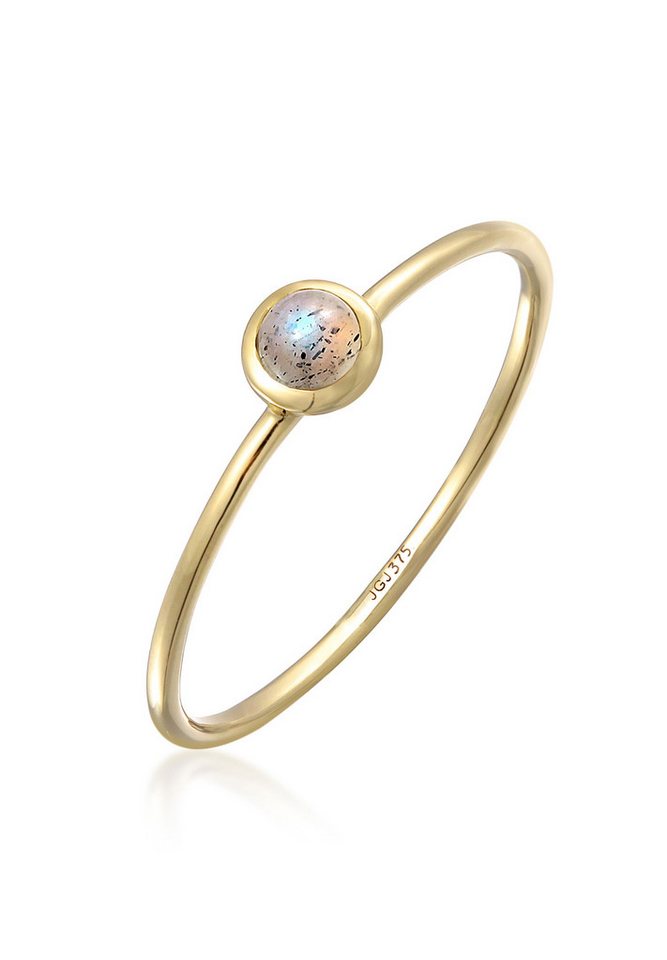 Elli Premium Fingerring Solitär Labradorit Edelstein 375 Gelbgold von Elli Premium