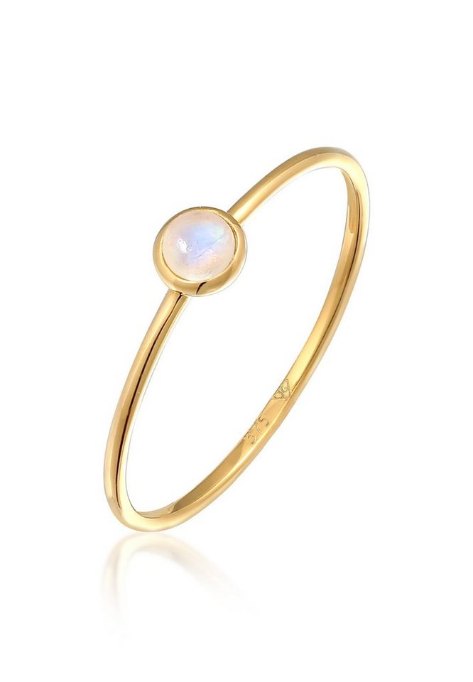 Elli Premium Fingerring Solitär Mondstein Edelstein 375 Gelbgold von Elli Premium