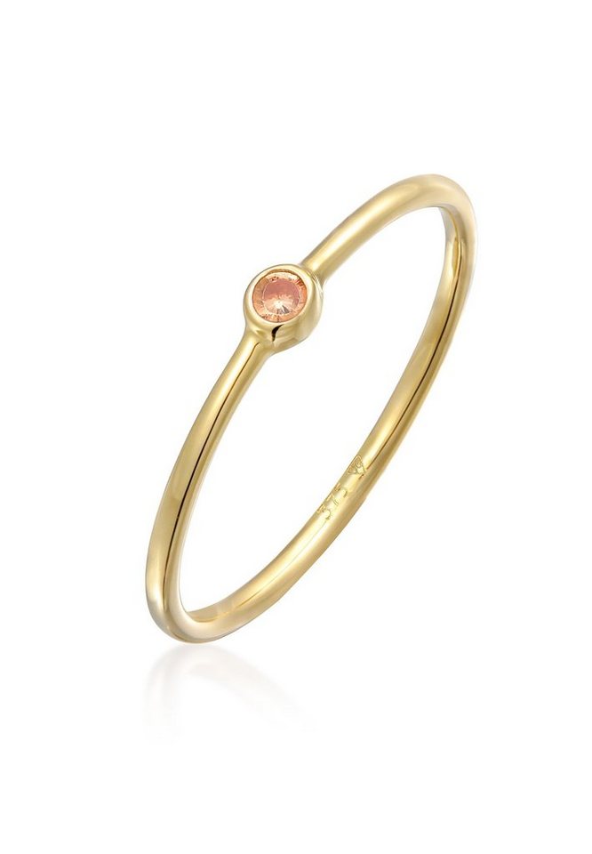 Elli Premium Fingerring Solitär Zirkonia 375er Gelbgold von Elli Premium