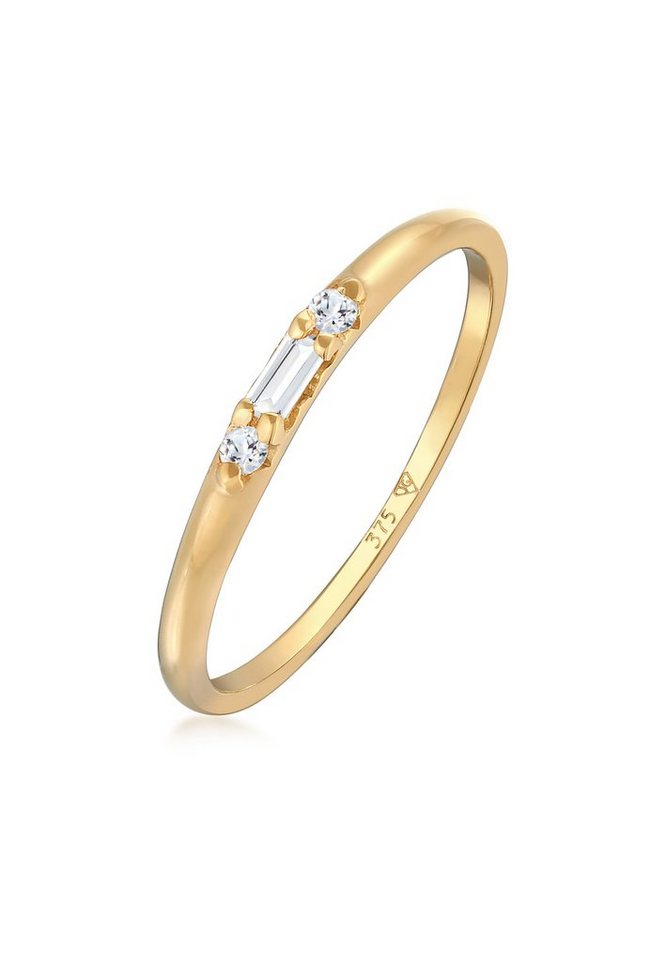 Elli Premium Fingerring Topas Baguette Verlobung 375 Gelbgold, Verlobungsring von Elli Premium