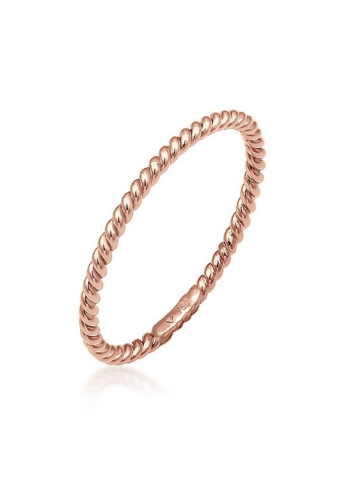 Elli Premium Fingerring Twisted Gedreht Basic Minimal Look 750 Roségold, Twisted von Elli Premium