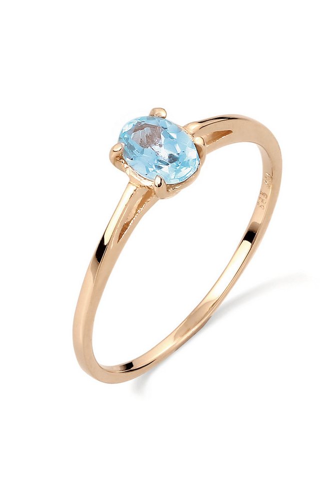 Elli Premium Fingerring Verlobungsring Topas Hellblau 585 Gelbgold von Elli Premium