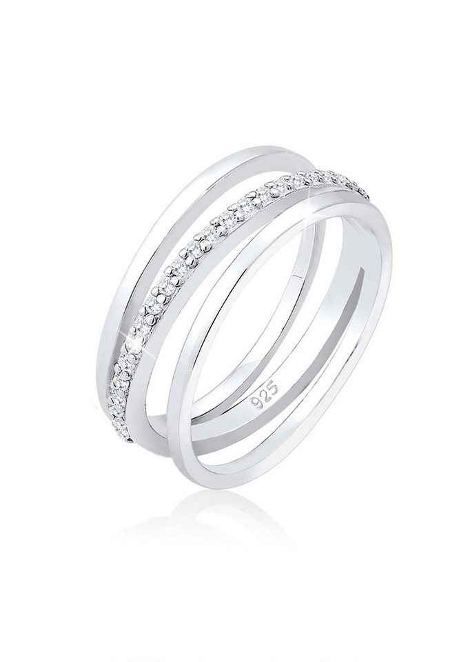 Elli Premium Fingerring Wickelring Band Kreuz Zirkonia Modisch 925 Silber von Elli Premium