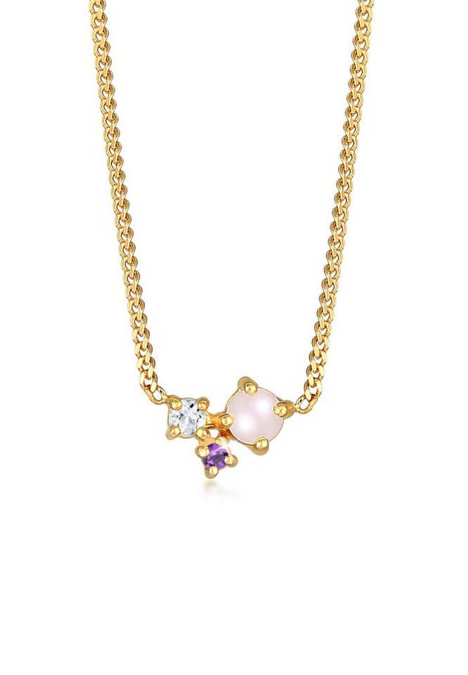 Elli Premium Kette mit Anhänger Amethyst Topas Rosa Quarz Edelsteine 925 Silber von Elli Premium