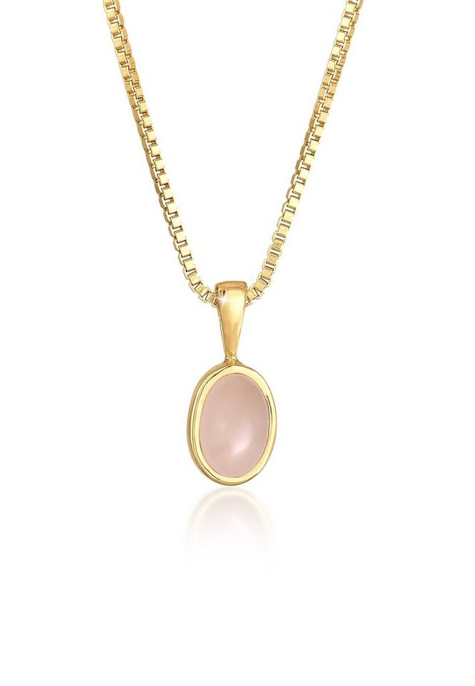 Elli Premium Kette mit Anhänger Basic Rosa Quarz Edelstein 925 Sterling Silber von Elli Premium