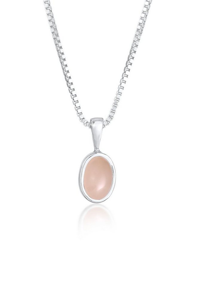 Elli Premium Kette mit Anhänger Basic Rosa Quarz Edelstein 925 Sterling Silber von Elli Premium