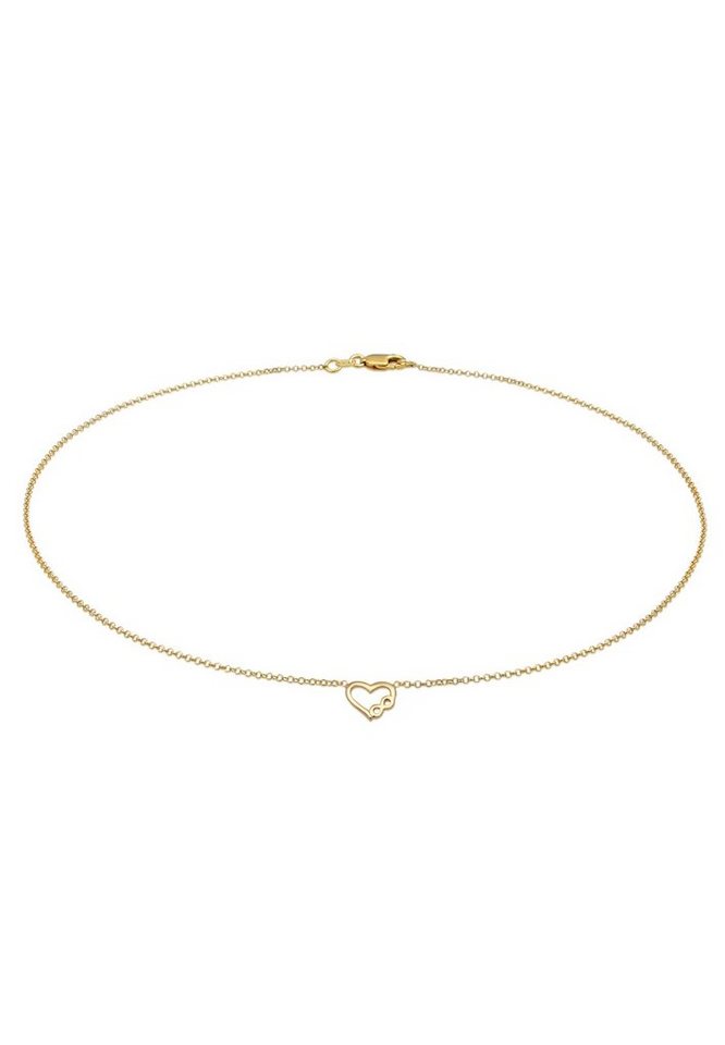 Elli Premium Kette mit Anhänger Herz Liebe Unendlichkeit Infinity 375er Gelbgold, Herz von Elli Premium