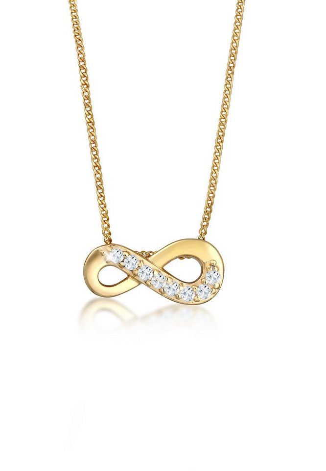 Elli Premium Kette mit Anhänger Infinity Unendlich Liebe Topas 585 Gelbgold, Infinity von Elli Premium