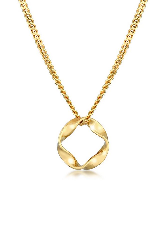 Elli Premium Kette mit Anhänger Kreis Design Twisted Gedreht 585 Gelbgold von Elli Premium