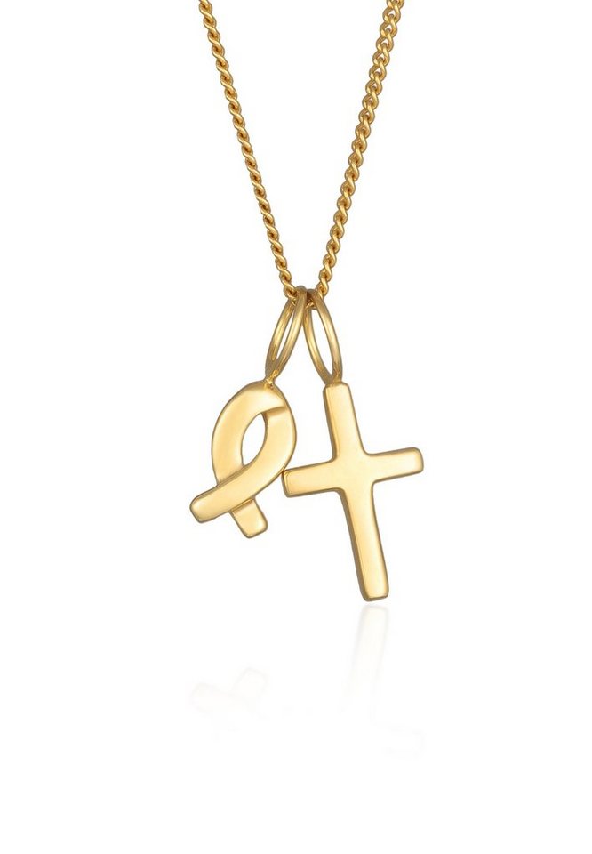 Elli Premium Kette mit Anhänger Kreuz Fisch Symbol Religion Kommunion 375 Gelbgold, Fisch von Elli Premium