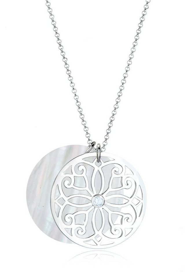 Elli Premium Kette mit Anhänger Ornament Perlmutt Topas 925 Sterling Silber von Elli Premium