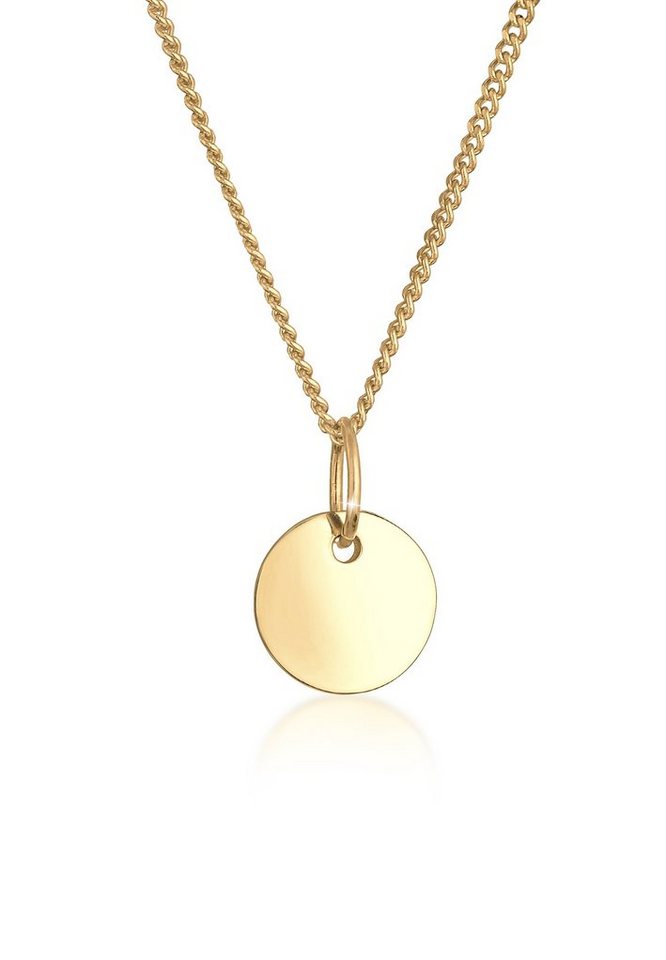 Elli Premium Kette mit Anhänger Plättchen Coin Rund 585 Gelbgold (14 Karat) von Elli Premium