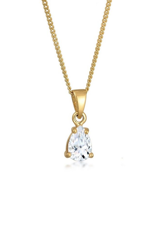 Elli Premium Kette mit Anhänger Topas Edelstein Tropfen Solitär 375er Gelbgold, Tropfen von Elli Premium