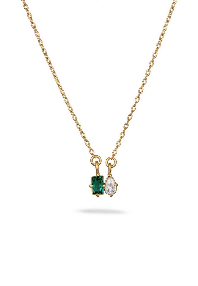 Elli Premium Kette mit Anhänger Tropfen Zirkonia Synthetischer Smaragd 925 Sterling Silber von Elli Premium