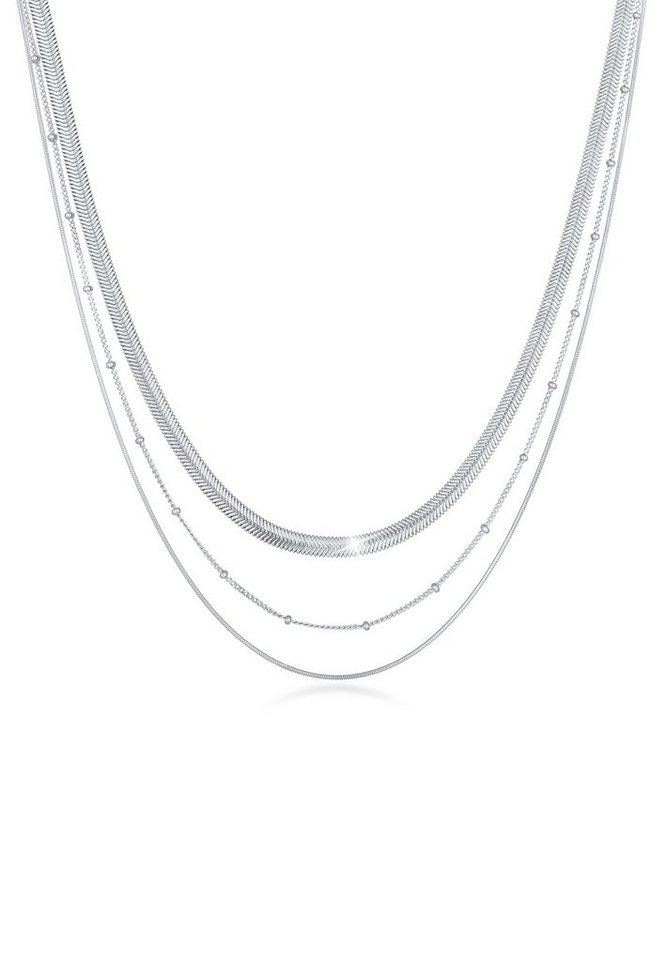 Elli Premium Ketten-Set Elli PREMIUM Halskette Layer 3-reihig Flach Rund Kugelkette 925 Silber von Elli Premium