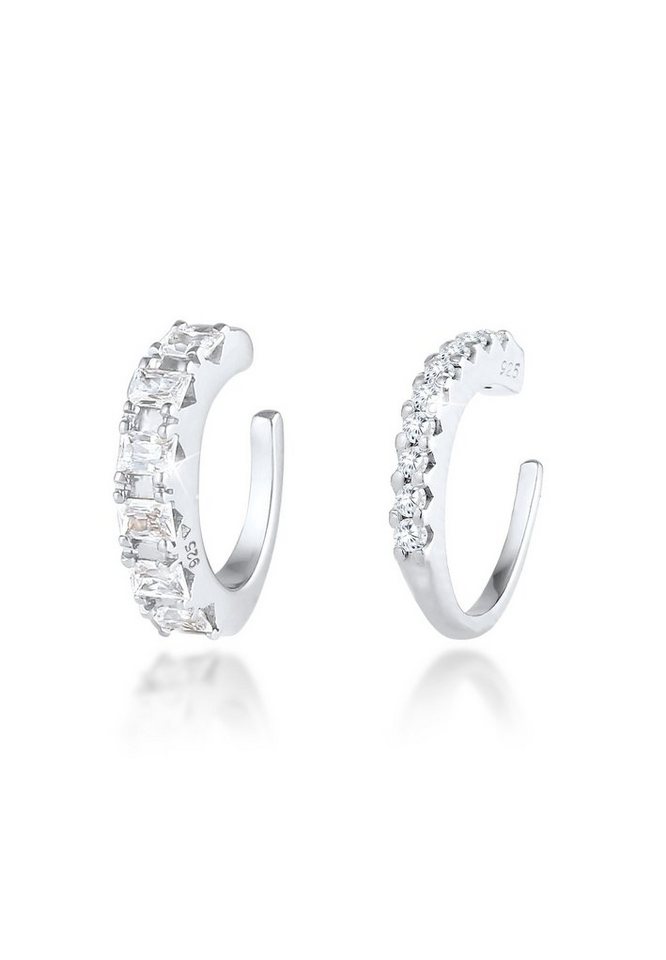 Elli Premium Ohrklemmen-Set Single Earcuff Set Zirkonia (2 tlg) 925 Silber von Elli Premium