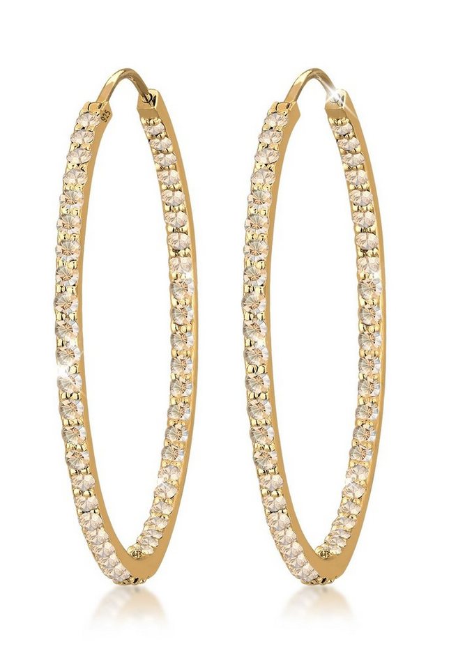 Elli Premium Paar Creolen Creolen Weiß 925 Sterling Silber, mit Kristallen von Swarovski® von Elli Premium