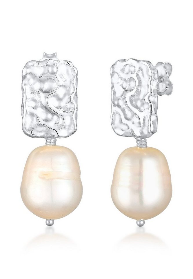 Elli Premium Paar Ohrhänger Barock Süßwasserzuchtperlen Weiß 925 Sterling Silber von Elli Premium