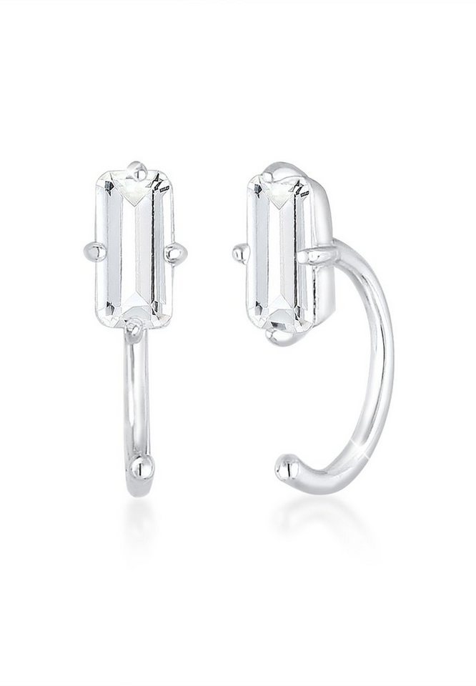 Elli Premium Paar Ohrhänger Creolen Stecker Hoops Edelstein 925 Silber von Elli Premium