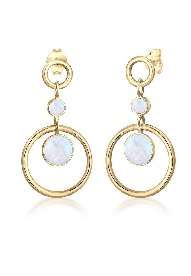 Elli Premium Paar Ohrhänger Ohrhänger Mondstein Weiß 925 Silber vergoldet von Elli Premium