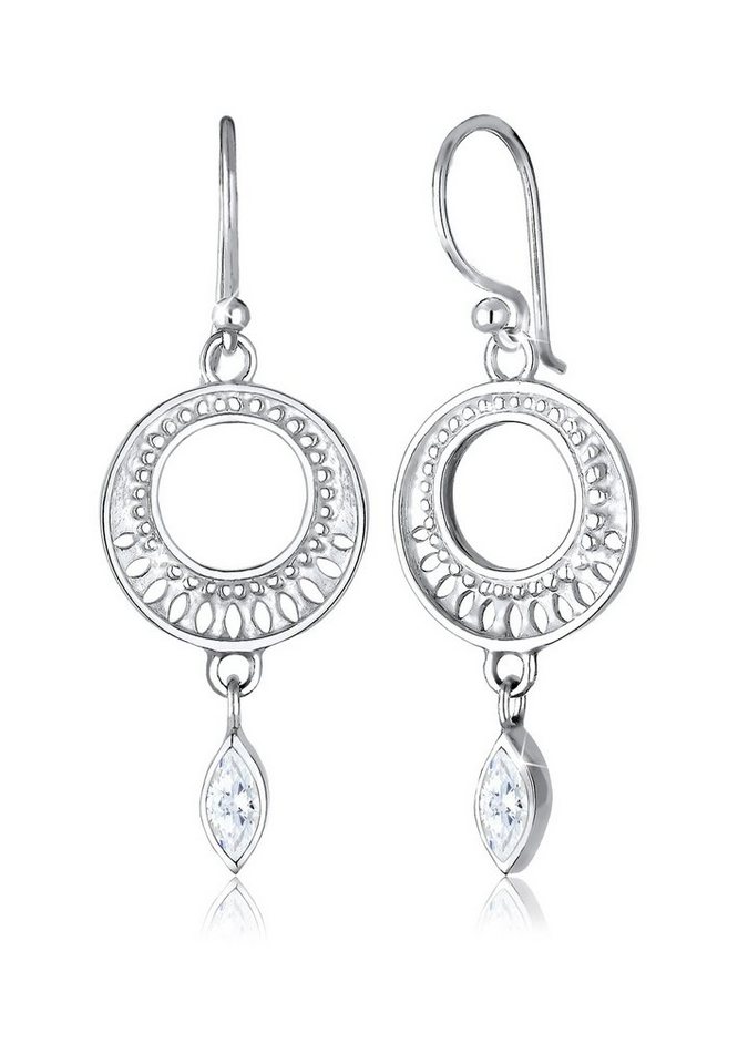 Elli Premium Paar Ohrhänger Ornament Zirkonia Marquise 925 Sterling Silber, Ornament von Elli Premium