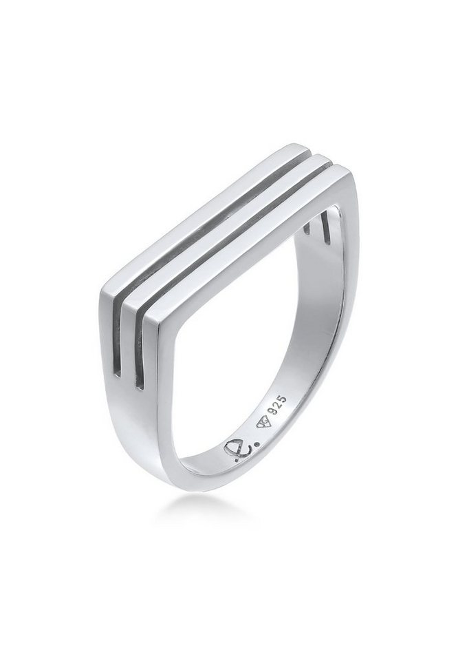 Elli Premium Partnerring Siegelring Rechteck Trend Form 925 Silber von Elli Premium