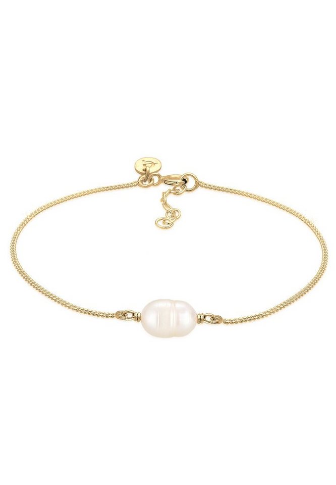 Elli Premium Perlenarmband Barock Süßwasserzuchtperle Weiß 925 Sterling Silber vergoldet von Elli Premium