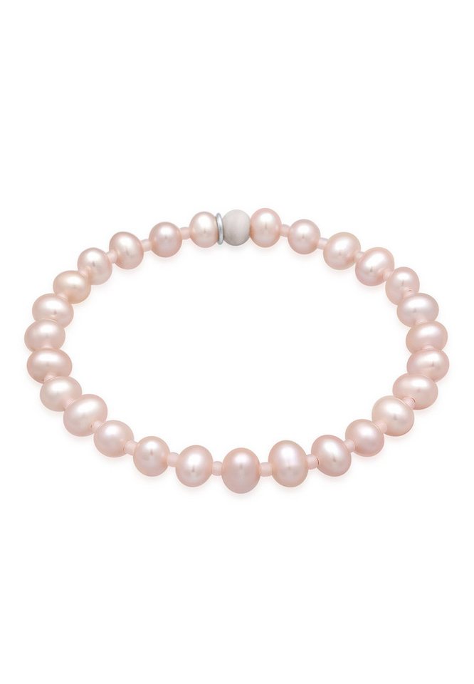 Elli Premium Perlenarmband Süßwassserzucht Perlen Glas Beads Rose 925 Silber, Kugel von Elli Premium