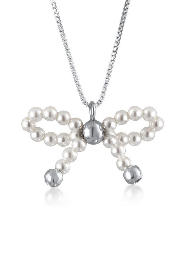 Elli Premium Perlenkette Schleife Muschelkernperlen Anhänger 925 Silber von Elli Premium
