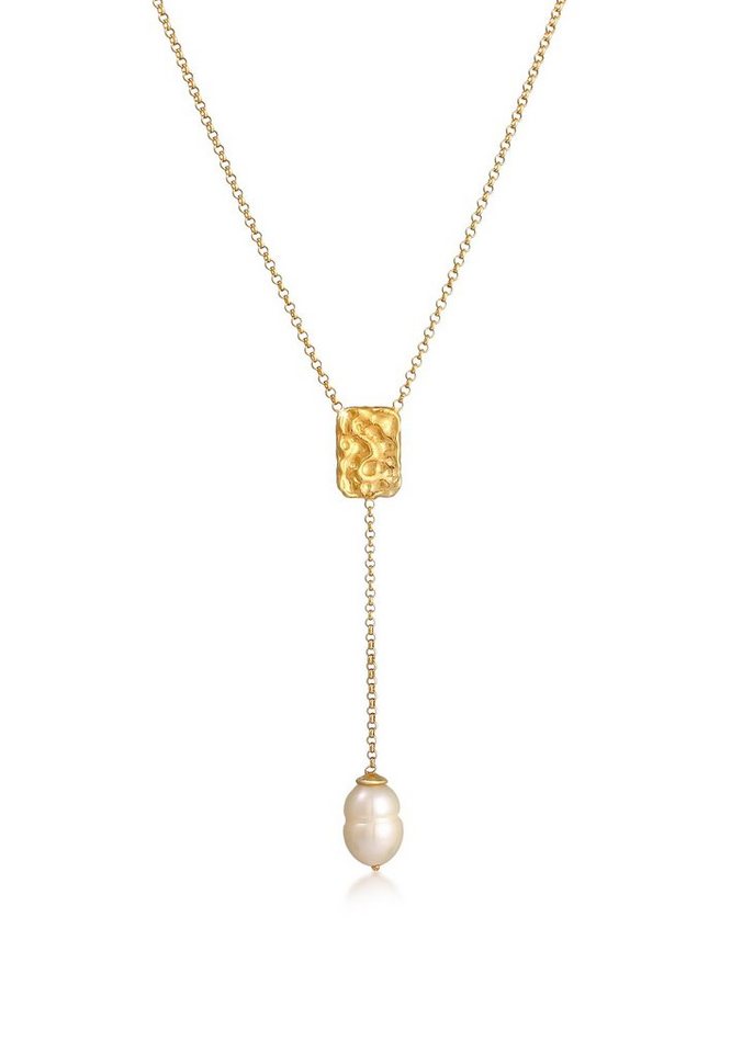 Elli Premium Perlenkette Y-Kette Barock Perle Organic Zeitlos 925 Silber von Elli Premium