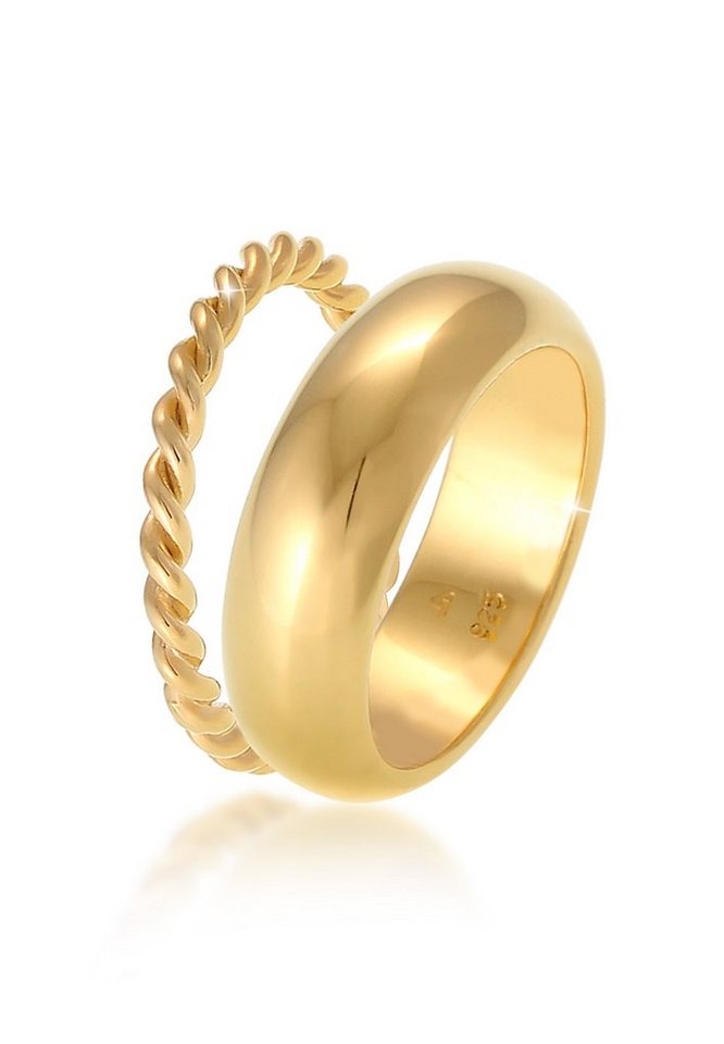 Elli Premium Ring-Set Bandring Twisted Gedreht 2er Set Basic 925 Silber, Ring Set Elli Premium Ring-Set Bandring Twisted Gedreht 2er Set Basic 925 Silber, Ring Set von Elli Premium