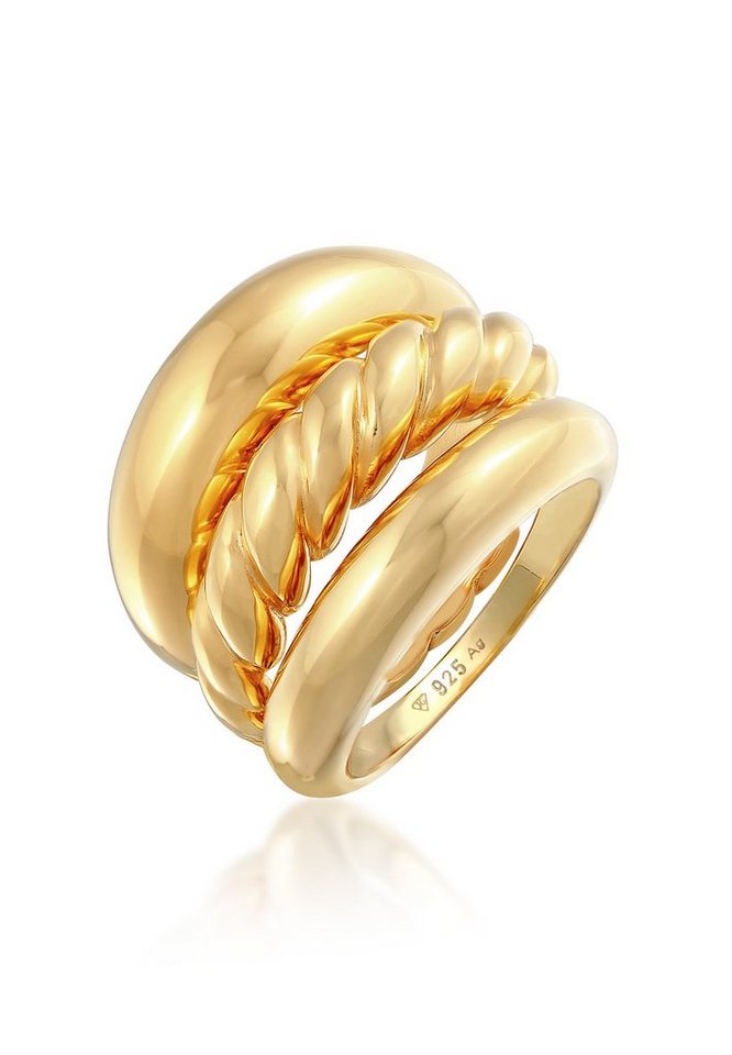 Elli Premium Ring-Set Bandring Twisted Gedreht Set 925 Silber, Ring Set von Elli Premium