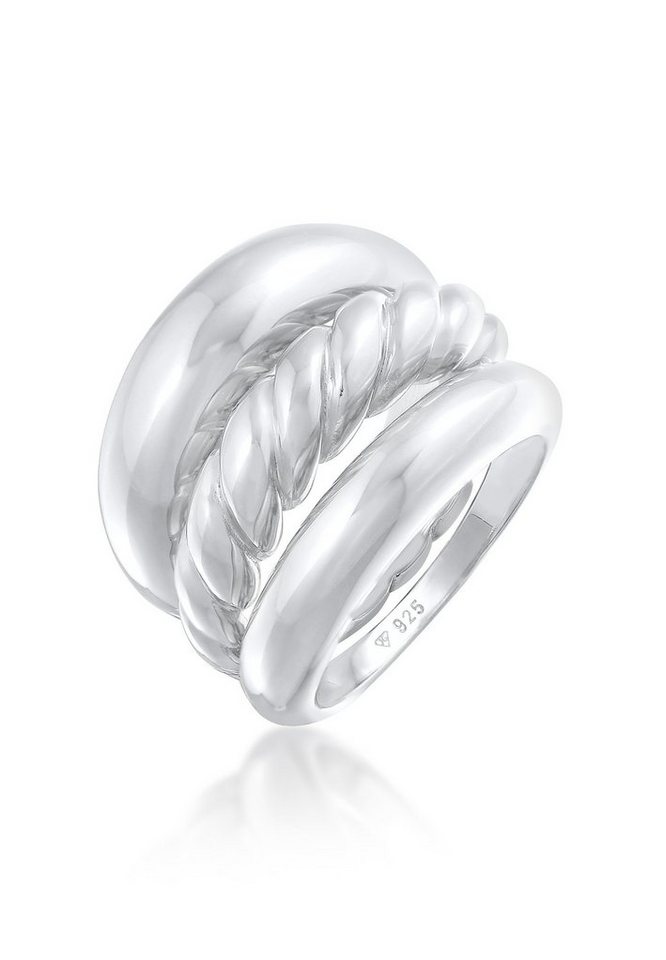 Elli Premium Ring-Set Bandring Twisted Gedreht Set 925 Silber, Ring Set von Elli Premium