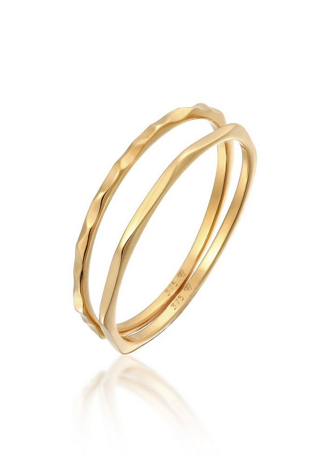 Elli Premium Ring-Set Stapelringe Stacking Bandring (2 tlg) 375 Gelbgold, Ring Set von Elli Premium