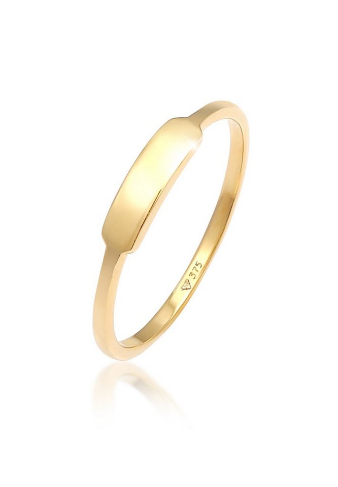 Elli Premium Siegelring Rechteck Geo Design 375 Gelbgold von Elli Premium