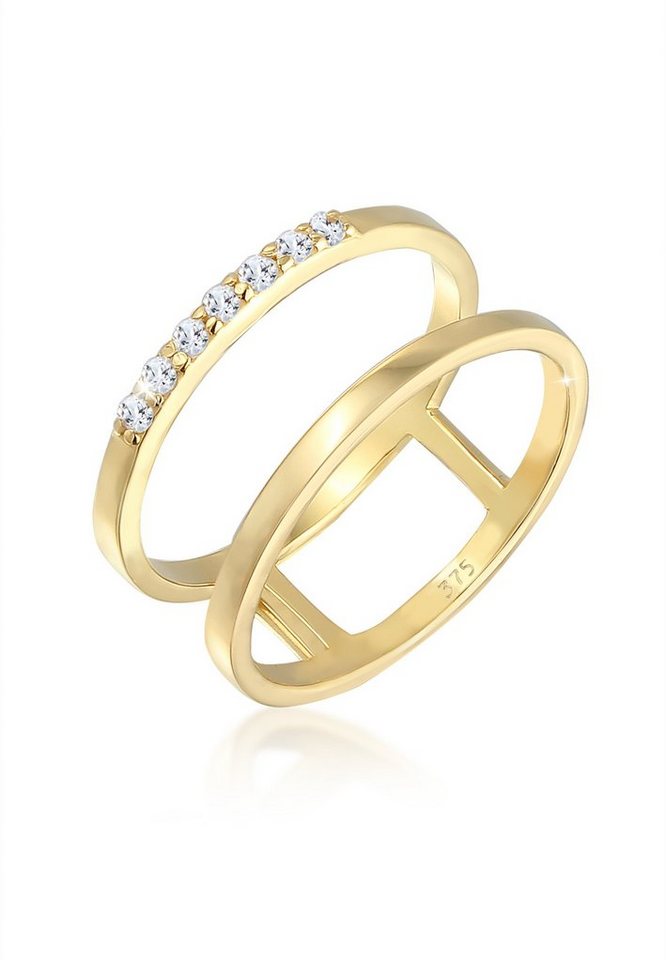 Elli Premium Verlobungsring Verlobungsring Doppelring Topas Stein 375 Gelbgold von Elli Premium